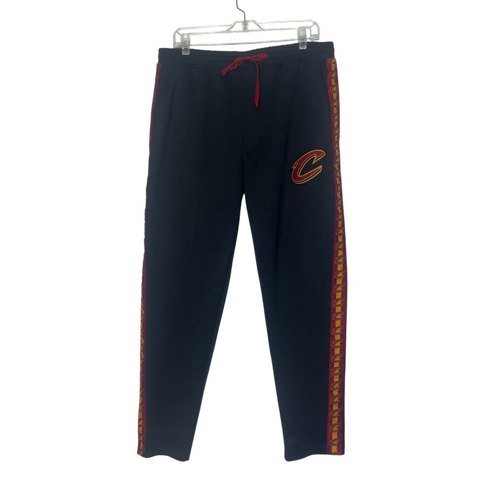 NBA Cleveland Cavaliers Pants Mens Large Black Joggers Track Side Tape Tapered L